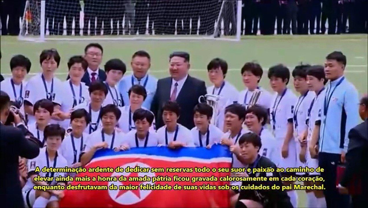 Encontro de Kim Jong Un com as jogadoras, seguido de partida amistosa (legendado)