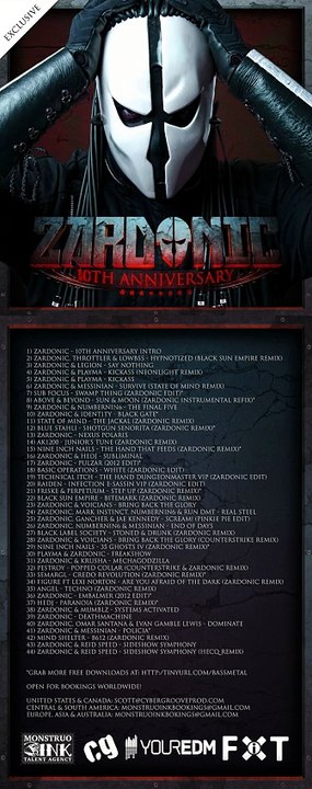 ZARDONIC CELEBRATES 10 YEAR ANNIVERSARY WITH 99 MINUTE MIX / DRUM & BASS