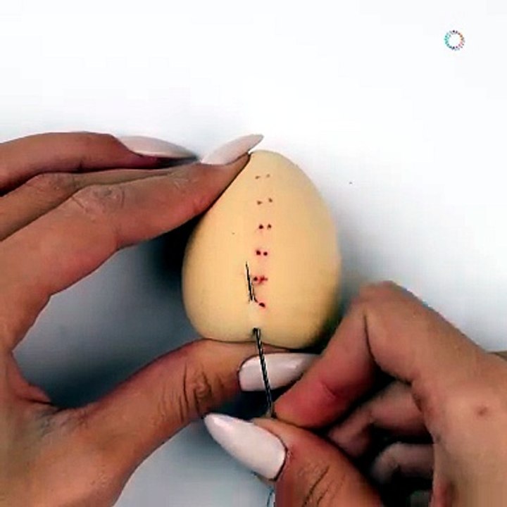 Practice stitching technique on a beauty blender