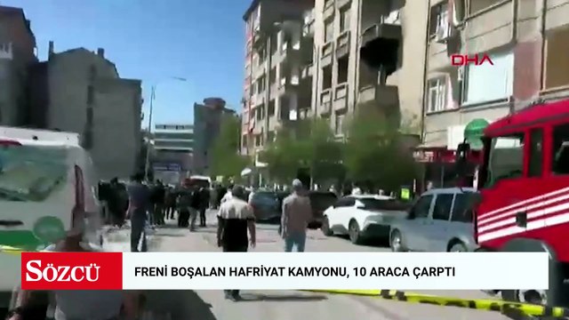 Freni boşalan hafriyat kamyonu, 10 araca çarptı
