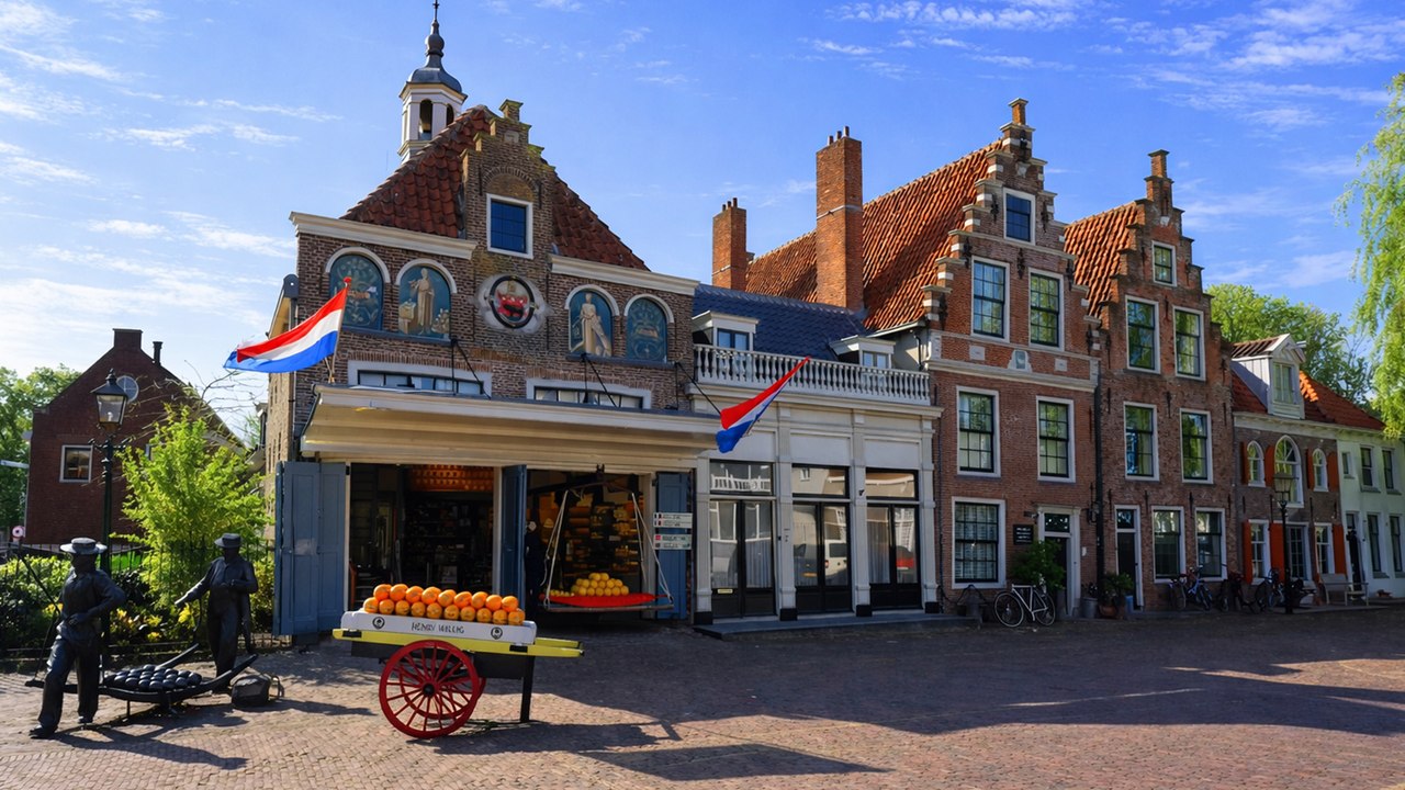 Edam Netherlands Historic Streets and Canal Views 4K 60fps