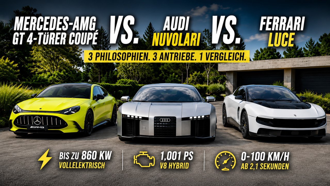 Audi Nuvolari, Ferrari Luce & Mercedes-AMG GT 4-Türer im Check