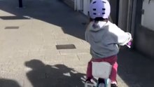 Little Girl Falls After Her Bike Drifts Off Course