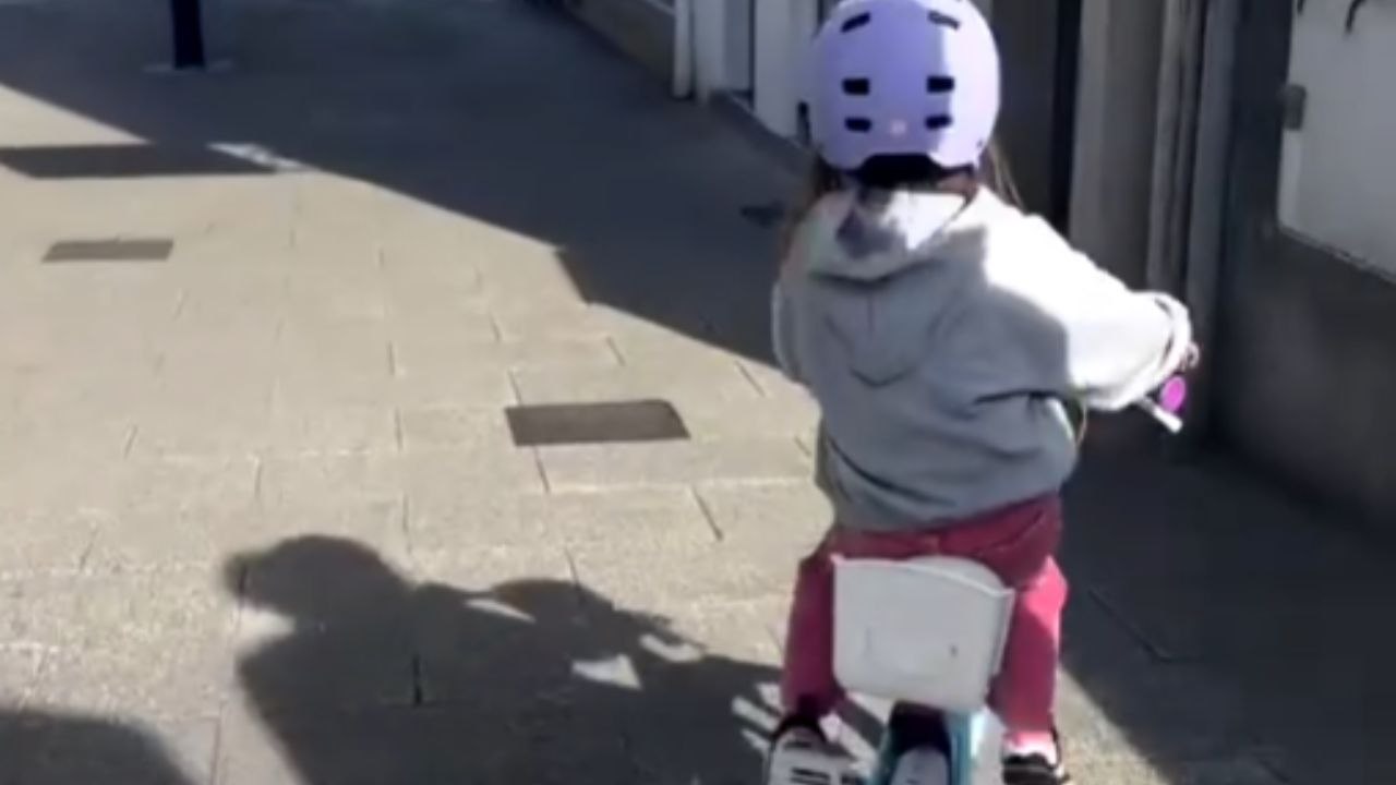 Little Girl Falls After Her Bike Drifts Off Course
