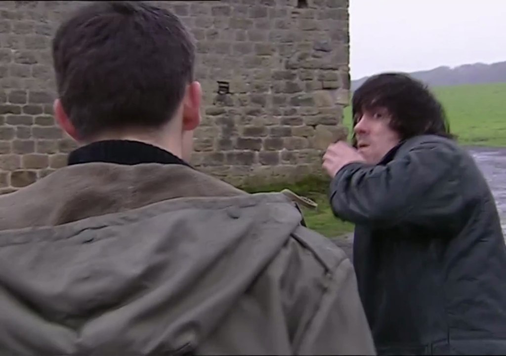 Emmerdale Cain Taunts Marc Reynolds & Marc Punches Cain 28th December 2001