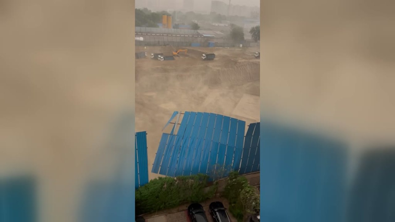 Violent Hailstorm Sends Metal Sheets Flying Through Air in Noida