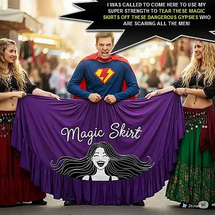 Superhero to Super Gypsy Woman! = Magic Gender Change Skirt Transformation!