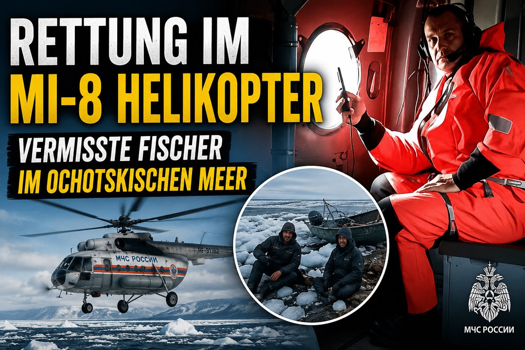 Retter in mi-8-hubschrauber finden vermisste fischer im ochotskischen meer