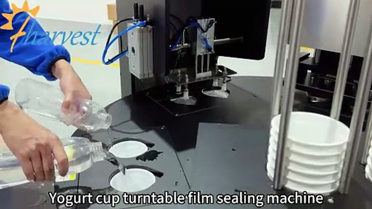 Which manufacturers produce equipment for sealing yogurt cups with sheet film?