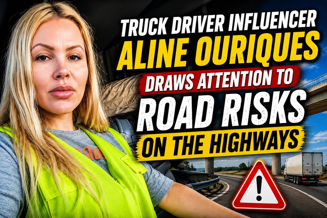 Truck driver influencer Aline Ouriques draws attention to road risks