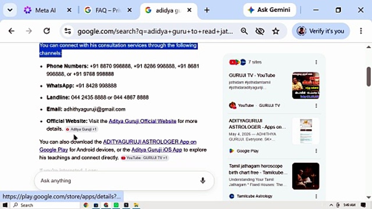 GUIDE TO CONTACT ADIDYA GURUJI TO READ ASTROLOGICAL CHART