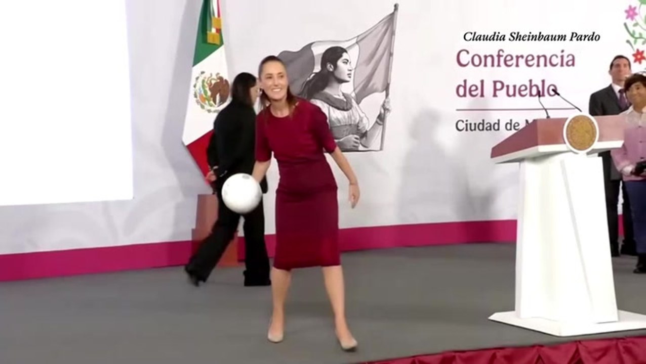 Mexico’s president helps journalist after fall during football toss