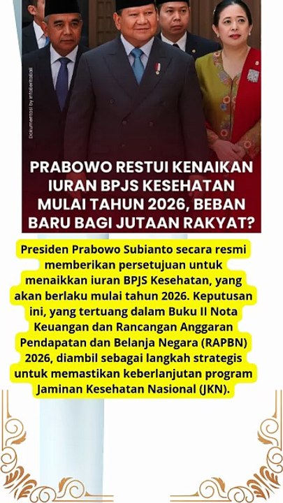 Iuran BPJS Kesehatan Naik Presiden Prabowo Setujui Penyesuaian Tarif Mulai 2026