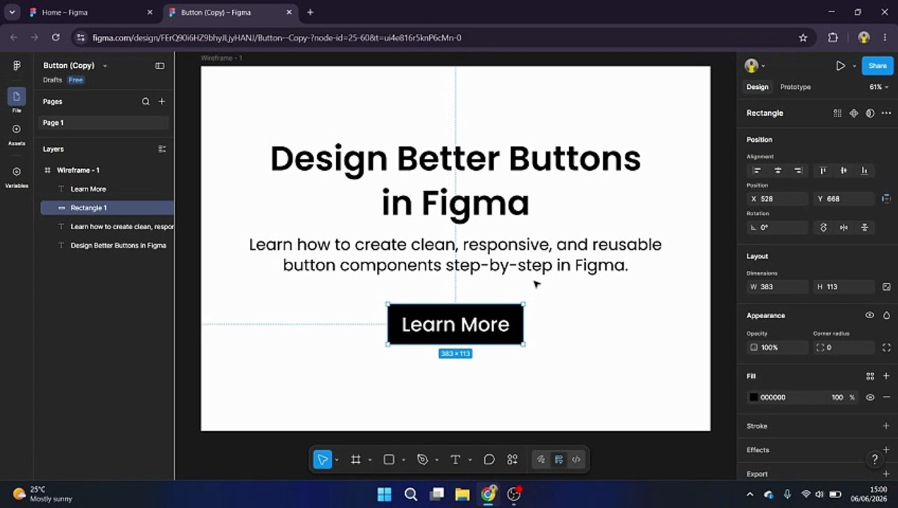 How to design a button in Figma