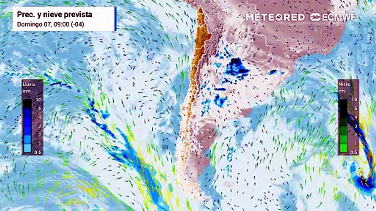 Pronostico de precipitación y nieve prevista: Domingo 7 de junio