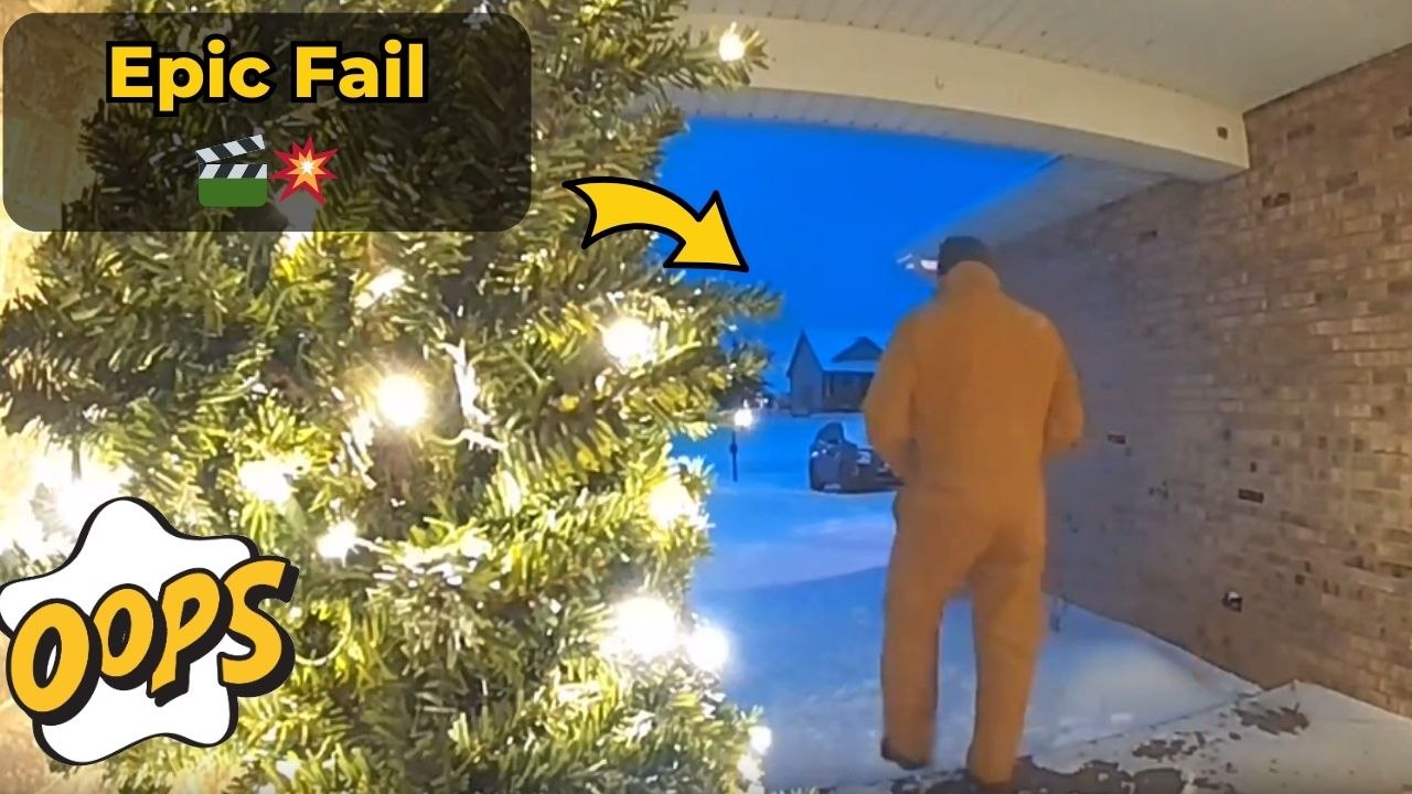 Man Falls Hard After Stepping Onto Icy Patch Near House Entrance
