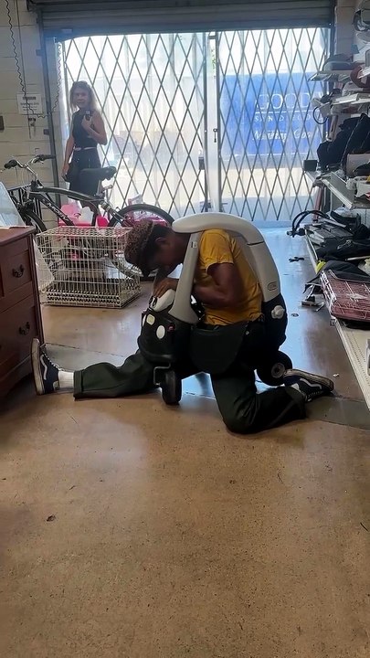 Teen Stuck in Kids' Car: Funny Rescue Attempt