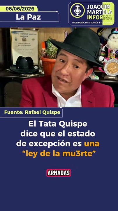 El Tata Quispe dice que el estado de excepción es una “ley de la mu3rte”