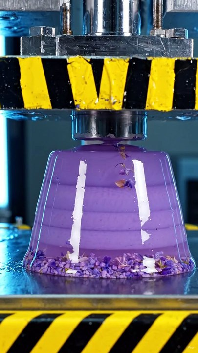 Hydraulic Press Compression: Jelly Pyramid Structural Failure