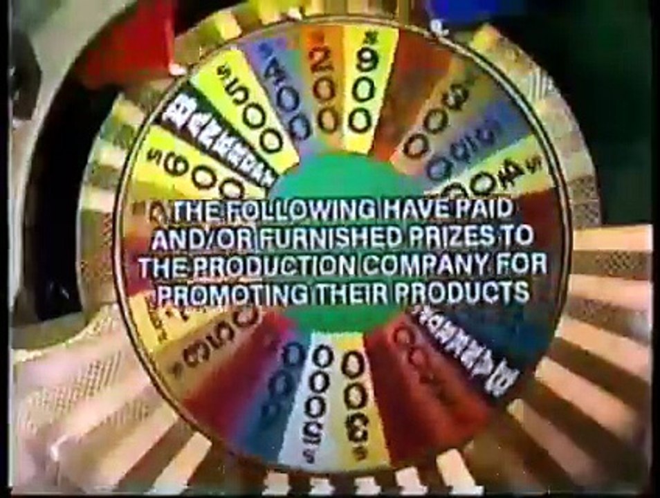 Wheel of Fortune closing credits, 9/26/85