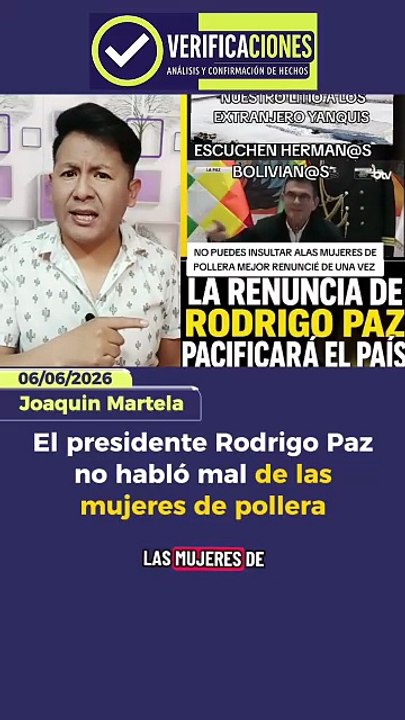 El presidente Rodrigo Paz no habló mal de las mujeres de pollera
