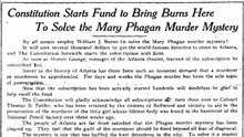 CONSTITUTION STARTS FUND TO BRING BURNS HERE TO SOLVE THE MARY PHAGAN MURDER MYSTERY