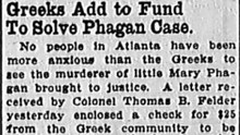Sunday, 18th May 1913 Greeks Add to Fund to Solve Phagan Case