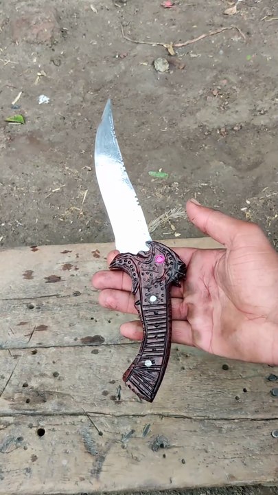 Forging a Rooster Knife from Old Honda Kick Starter | Full Blacksmithing Process (DIY Blacksmithing)
