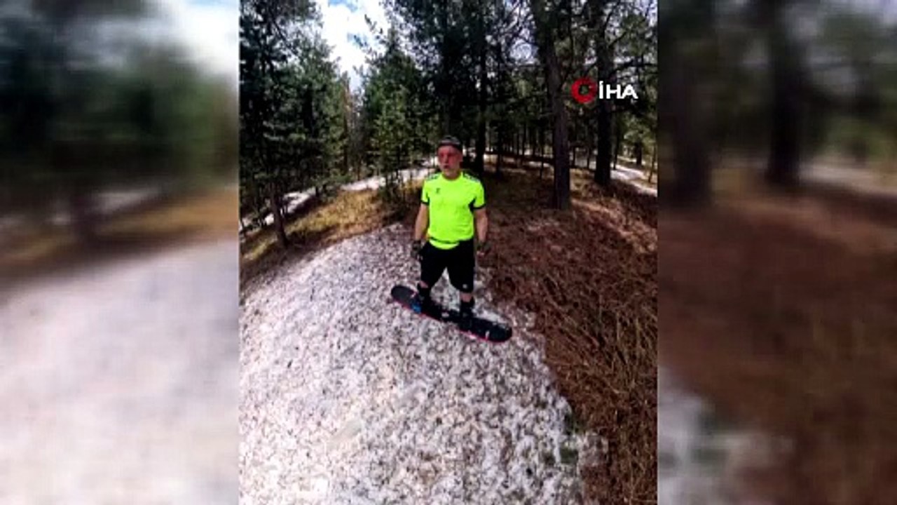 Yaz ve kış aynı karede buluştu! Haziran ayında snowboard keyfi