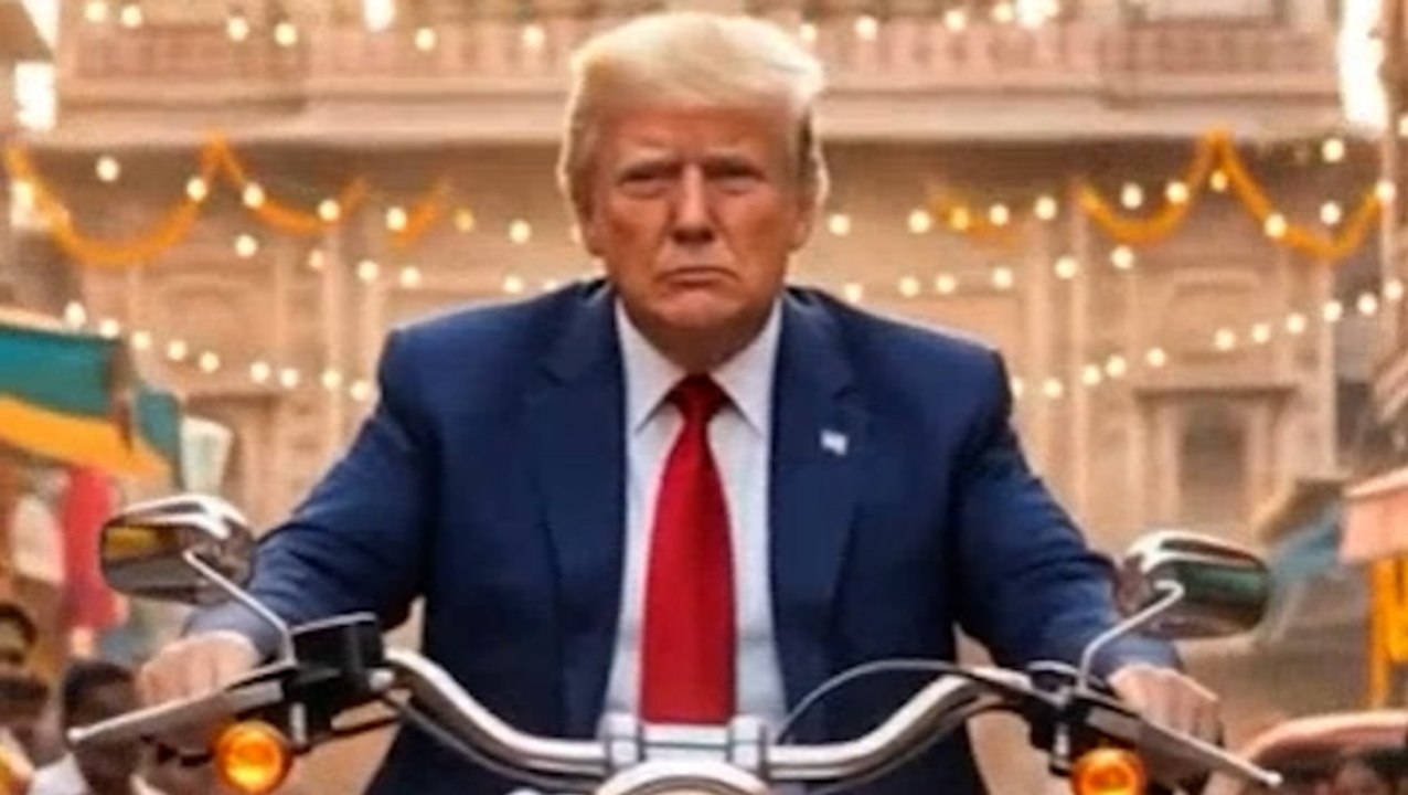 Trump shares bizarre AI video of himself riding a camel and holding pizza bearing his face