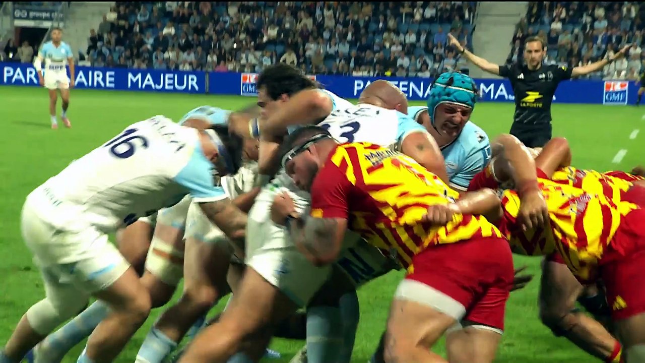 TOP 14 - Essai de Vincent GIUDICELLI (AB) - Aviron Bayonnais - USA Perpignan