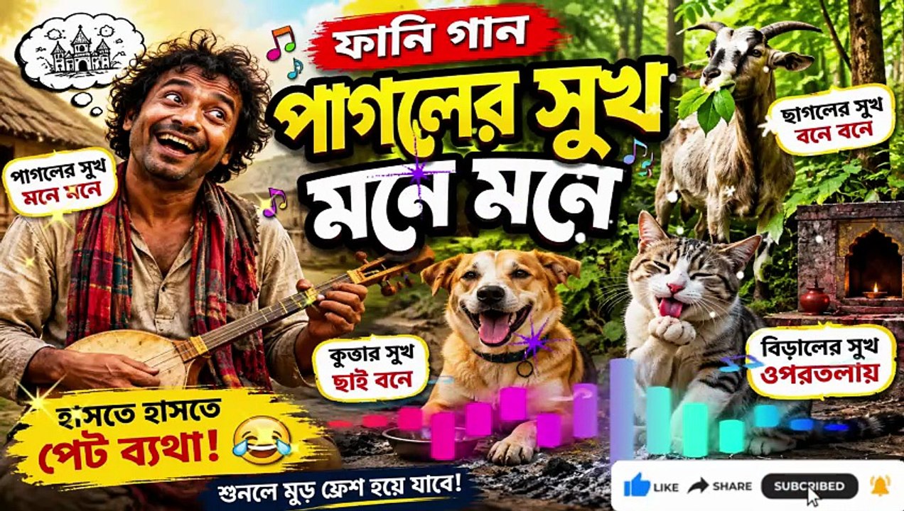 পাগলের সুখ মনে মনে  ফানি বাউল গান  Bangla Comedy Song 2026