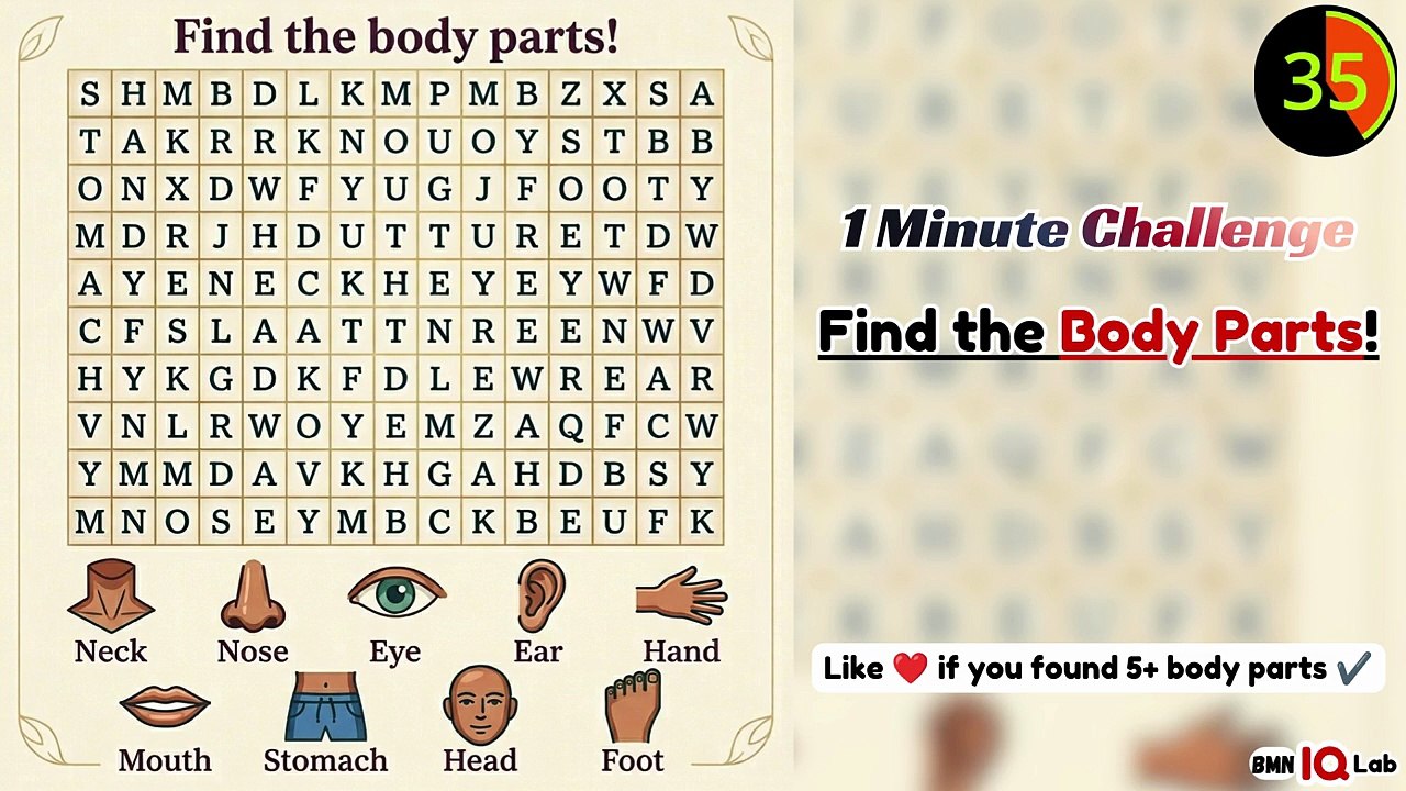 #WordSearch 🔠🔍 Find the Body Parts! 👀