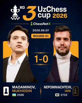 2586-Rated Madaminov Defeats Super GM Ian Nepomniachtchi 🔥 #uzchesscup2026 #madaminov #iannepomniachtchi #chess #chessnetx