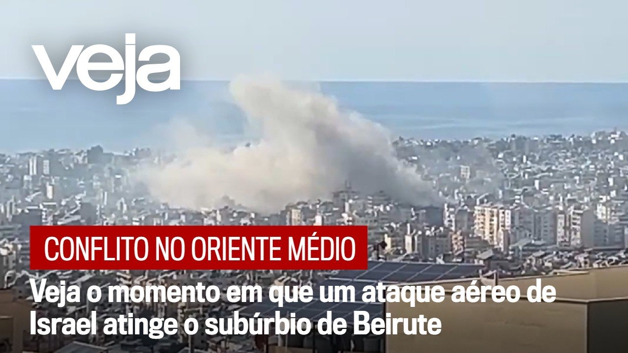 Veja o momento em que um ataque aéreo de Israel atinge o subúrbio do Líbano