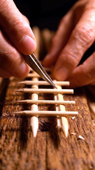 Symmetrical Bamboo Arrangement: Geometric Minimalist Pattern
