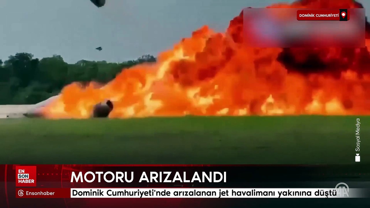 Dominik Cumhuriyeti'nde motoru arızalanan jet havalimanı yakınına düştü
