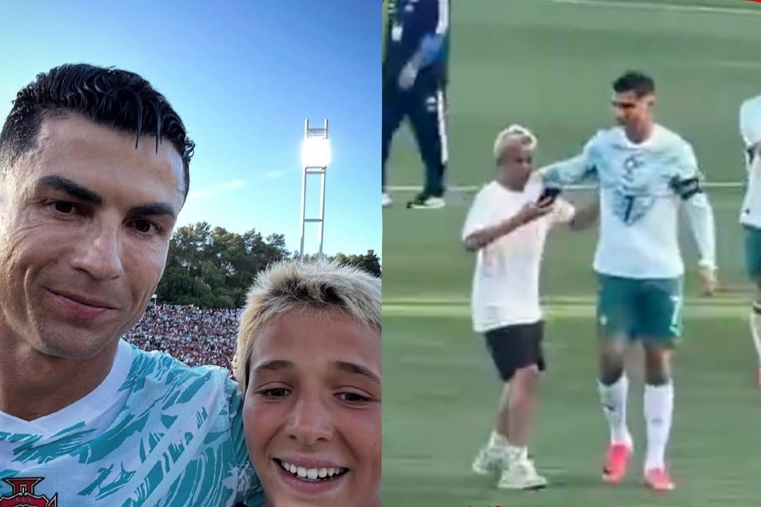 Se vuelve viral la selfie de un fanático que invadió la cancha para fotografiarse con Cristiano Ronaldo