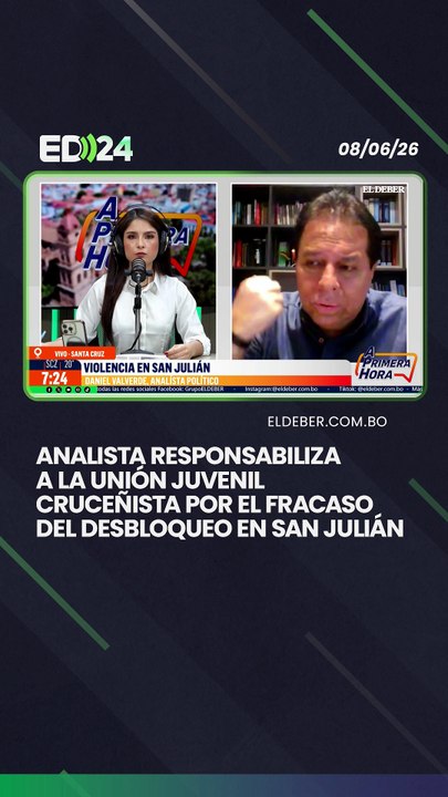 Analista responsabiliza a la Unión Juvenil Cruceñista por el fracaso del desbloqueo en San Julián