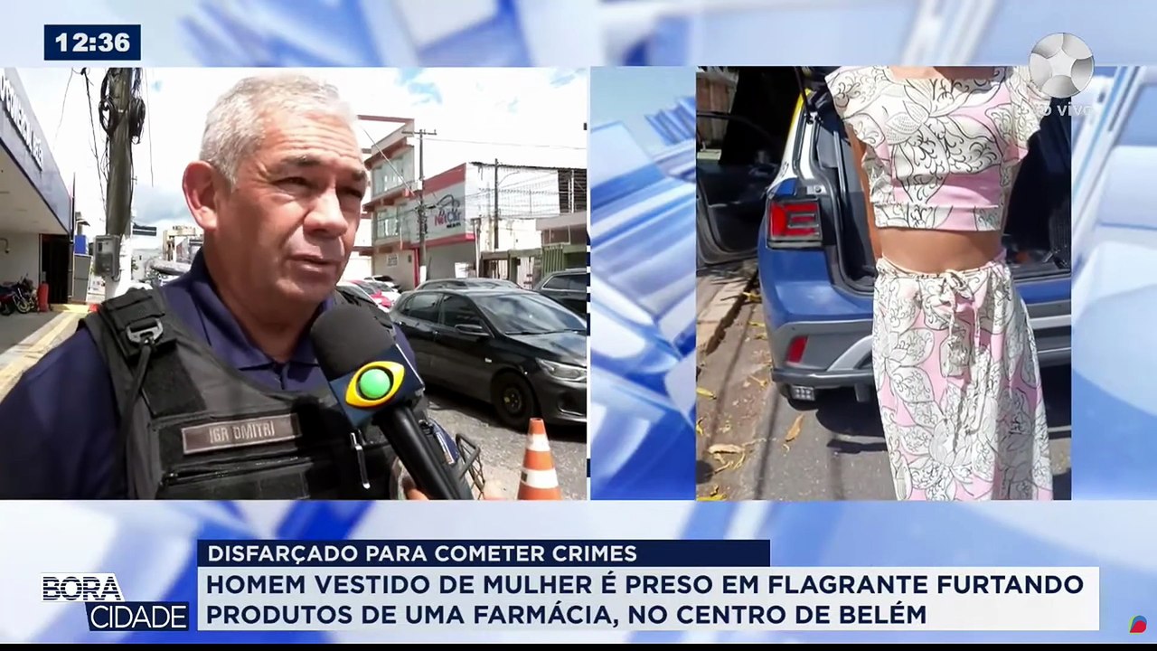 HOMEM VESTIDO DE MULHER É PRESO EM FLAGRANTE FURTANDO PRODUTOS EM FARMACIA, NO CENTRO DA CIDADE