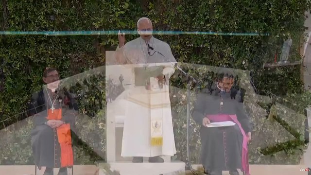 La reacción de 25 monjas a la primera frase del discurso del Papa en el Bernabéu
