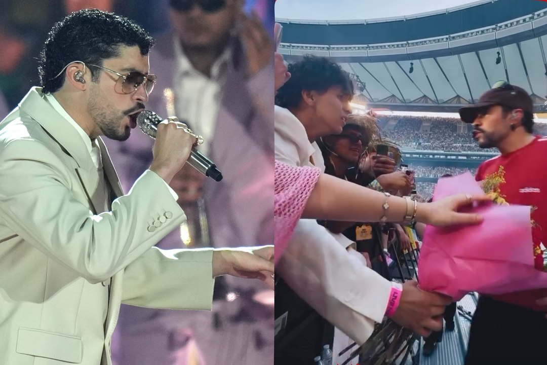 Fan sorprende a Bad Bunny con flores durante un emotivo momento en Madrid