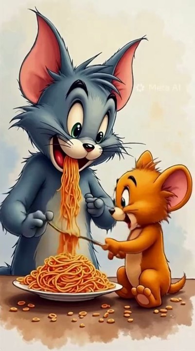 Tom And Jerry Eating Noodles With Fresh Mood #foryou #trending #tom&jerry #fyp #foryoupage #csrtoon #entertainment #funny