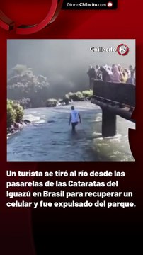 Un turista se tiró al río desde las pasarelas de las Cataratas del Iguazú en Brasil para recuperar un celular y fue expulsado del parque.