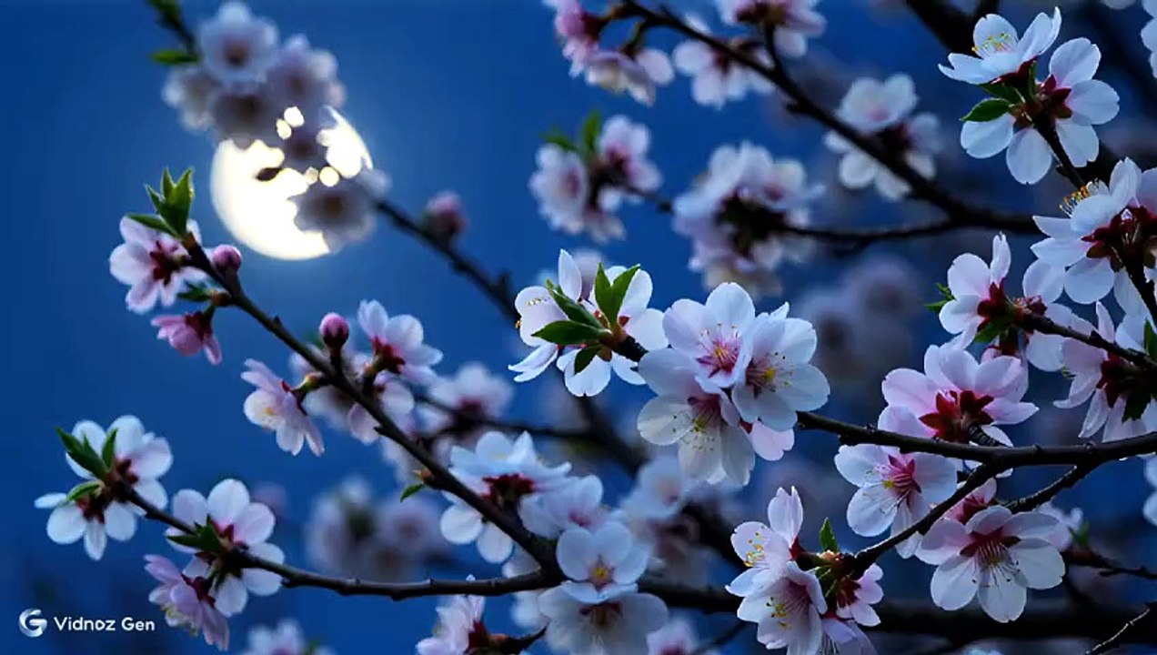 夜桜と満月