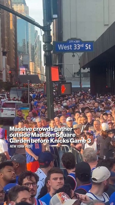 Crowds gather outside MSG before Knicks Game 3
