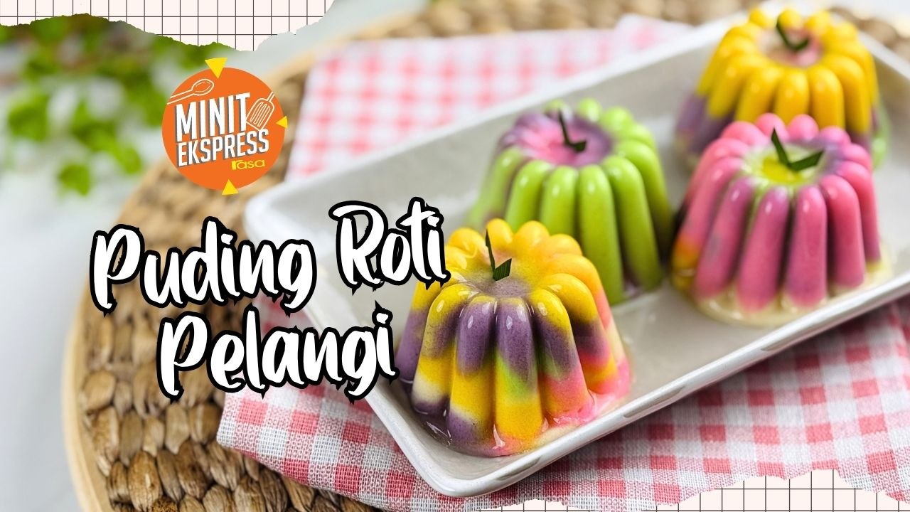 Resipi Puding Roti Pelangi, Cantik Berwarna-War...