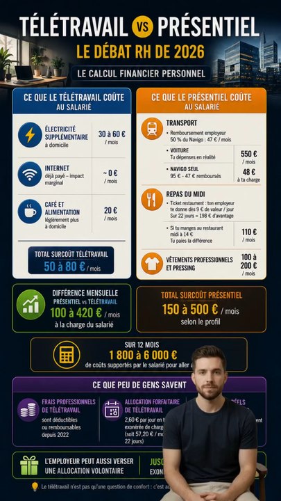 Télétravail vs aller au bureau.