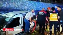 Çorum'da istinat duvarından düşen araçtaki 2 kişi yaralandı