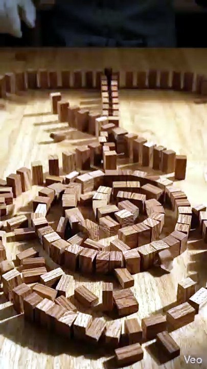 Wooden Domino Blocks Arranged Into a Perfect Pattern ✨ Satisfying Setup